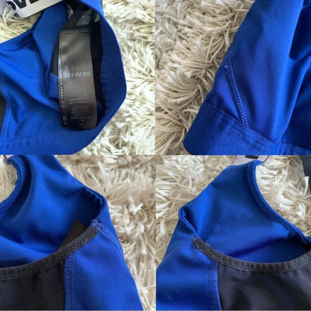 Royal Blue Black/White Cross Back Strap Ivy Park Sports Bra - Picture 4 of 4